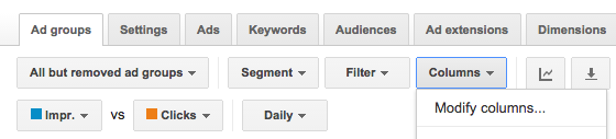 Adding columns to AdWords interface